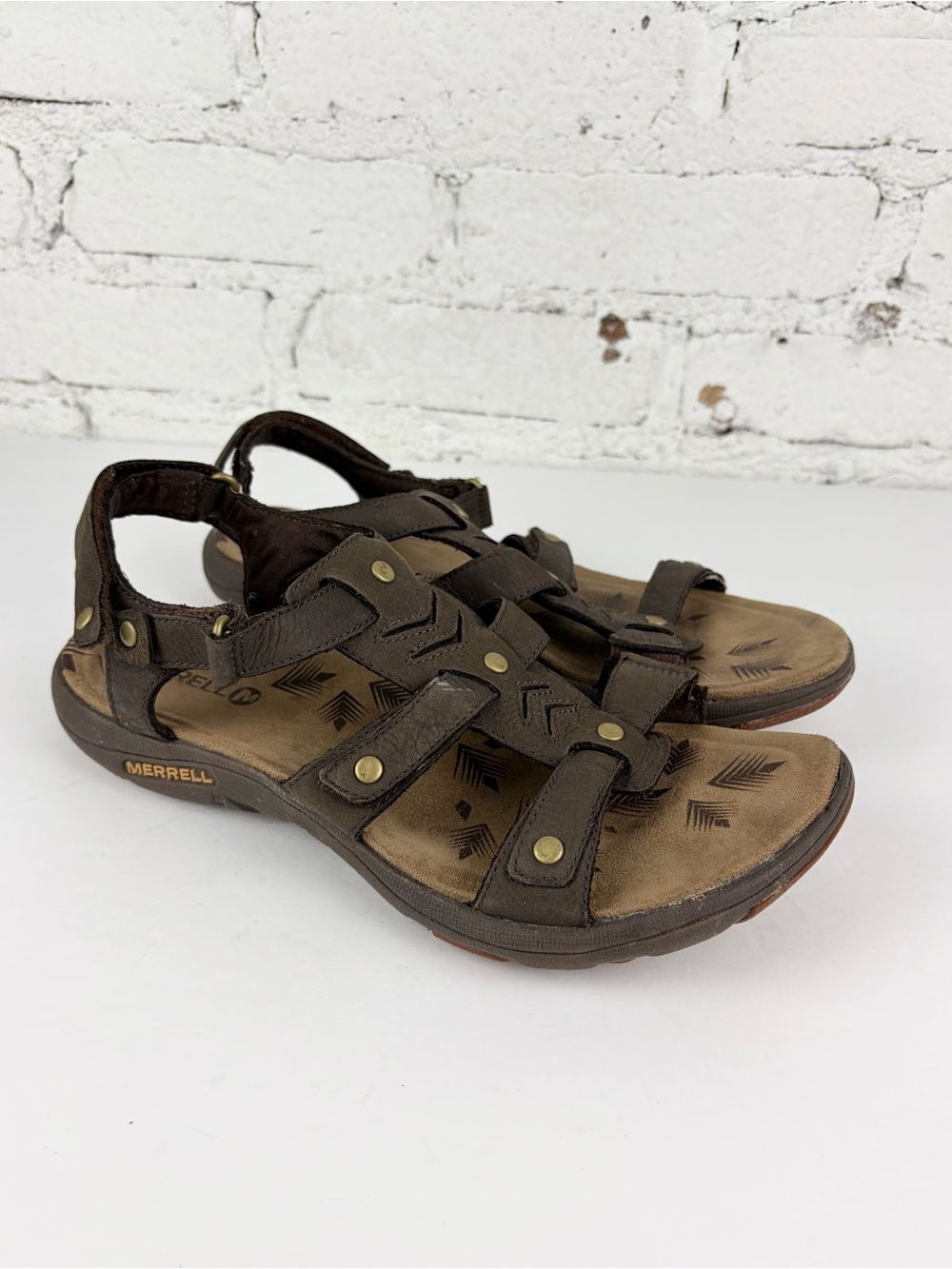 Merrell Adhera Brown Leather Ankle Back Strap Sandals 9